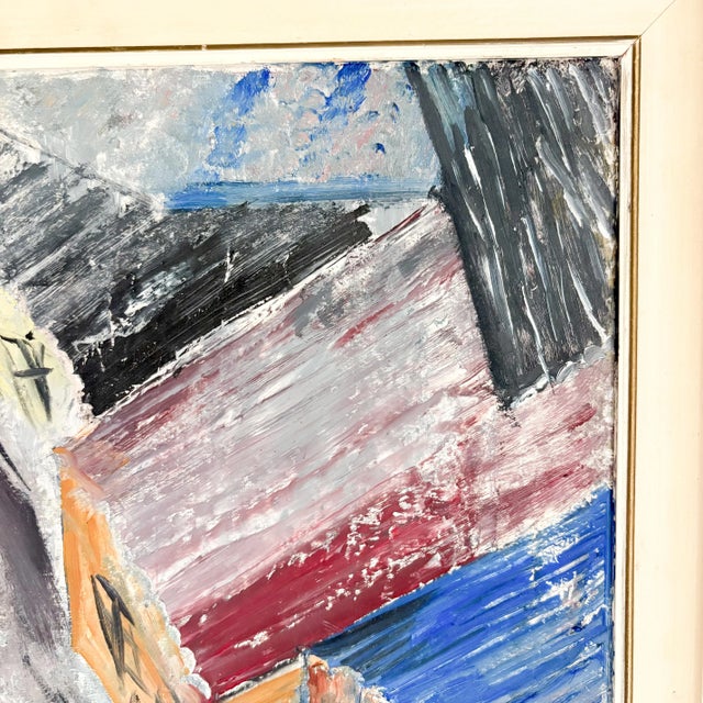 1950s 1950s Suburban Street Scene, Mixed Media on Board Landscape Painting For Sale - Image 5 of 8