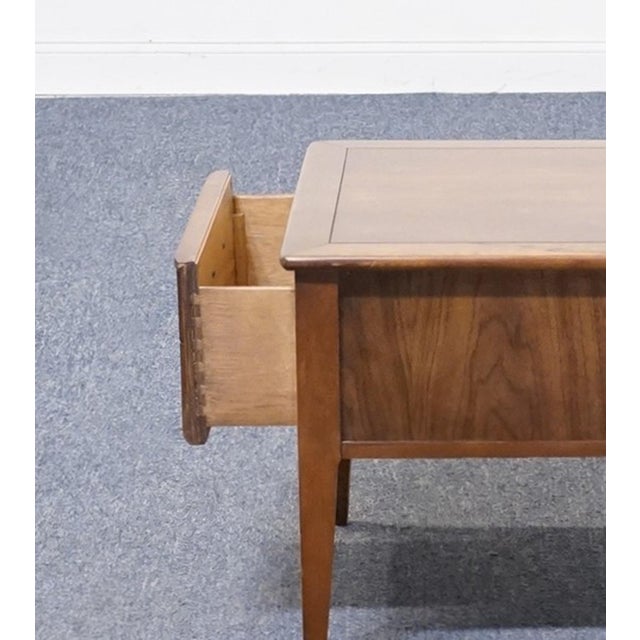 Wood Broyhill Furniture Solid Walnut MCM Mid-Century Modern 20" Accent End Table For Sale - Image 7 of 12