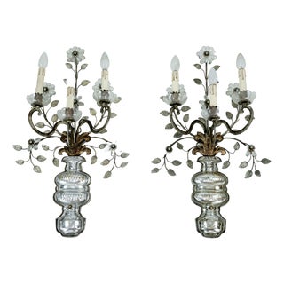 French Crystal Bronze Sconce Rings attributed to Maison Baguès, 1960s, Set of 2 For Sale