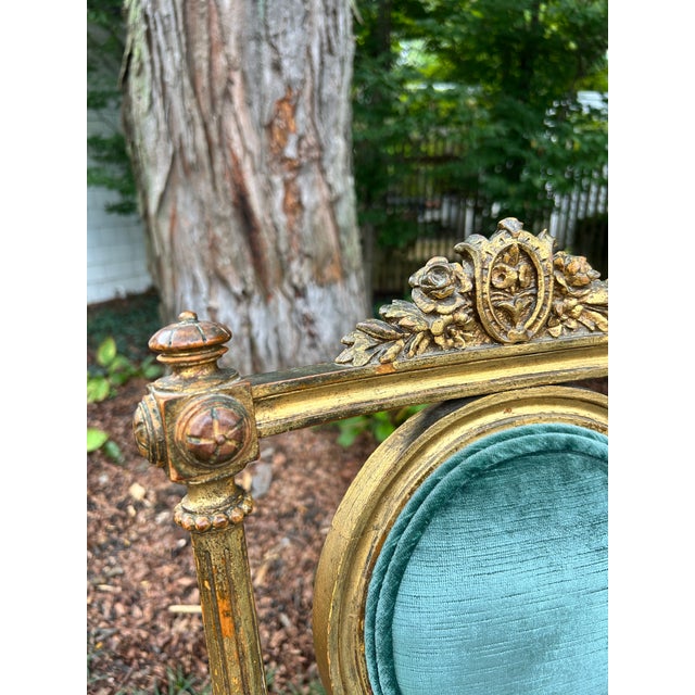 Gold Pair of 19th Century French Giltwood Side Chairs For Sale - Image 8 of 11