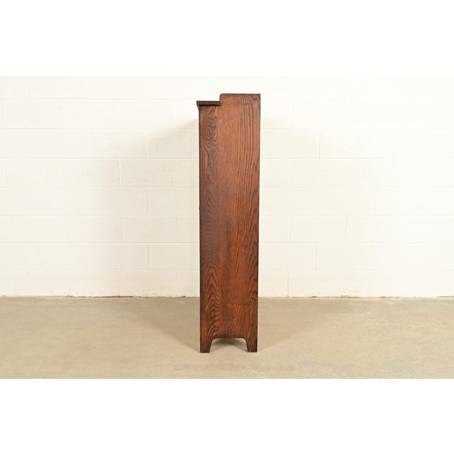 Limbert Style Antique Mission Oak Arts & Crafts Glass Front Bookcase Cabinet, Circa 1910 For Sale - Image 13 of 15