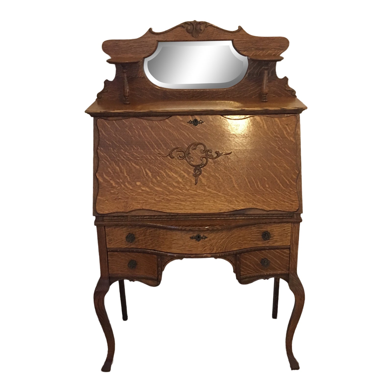 19th Century Victorian Oak Ladies Secretary Desk Chairish