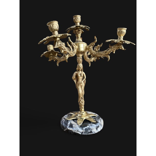 French Gilt Bronze and Marble Candleholders, 1800s, Set of 2 For Sale - Image 10 of 18
