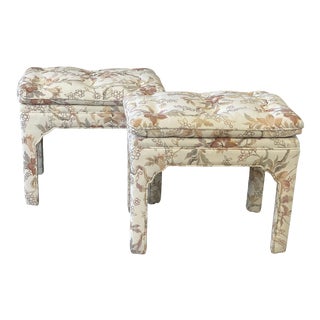 Vintage Tufted Parsons Style Ottomans-A Pair For Sale