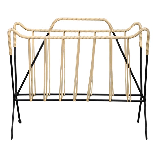 Mid-Century Modern Italian Magazine Holder in Lacquered Iron, 1960s For Sale