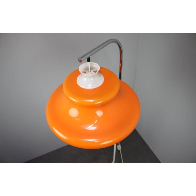 Metal Vintage Hungarian Space Age Orange Plastic and Chrome Floor Lamp, 1970s For Sale - Image 7 of 14