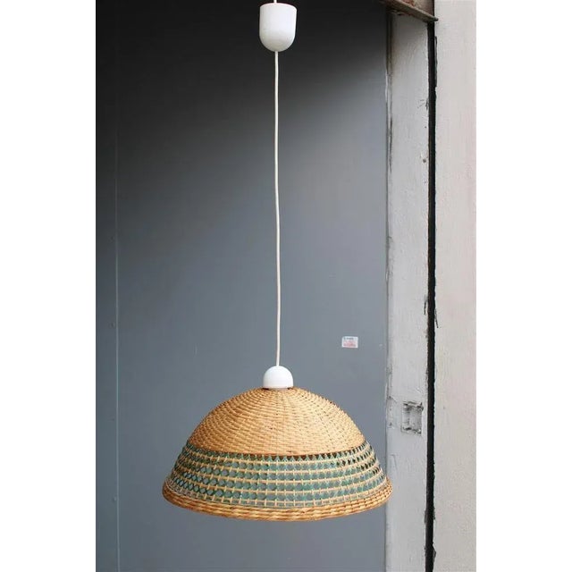 Brown Dome Pendant Light in Woven Straw, Italy, 1960s For Sale - Image 8 of 8