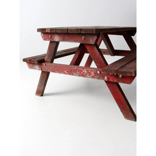 Red Vintage Children's Picnic Table For Sale - Image 8 of 11