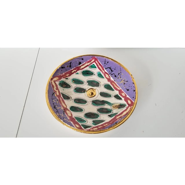 1980 Ray Gross Decorative Raku Pottery Bowl For Sale - Image 12 of 12