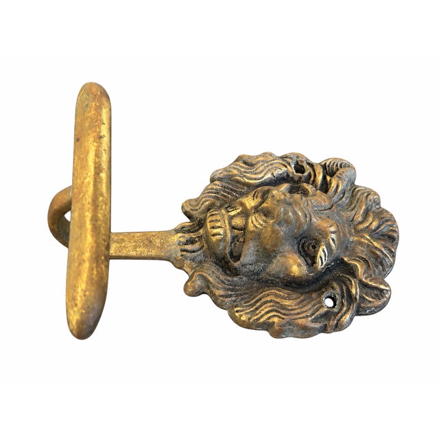 French Vintage French Solid Brass Lion’s Head Towel Hook For Sale - Image 3 of 6