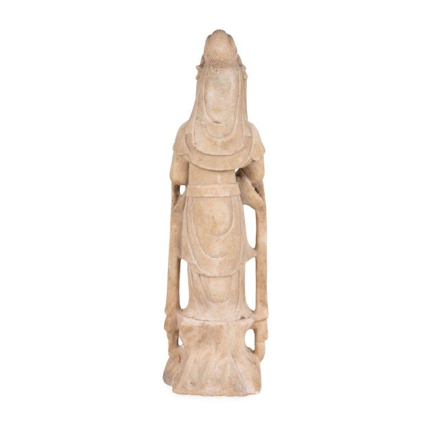Stone Vintage Southeast Asian Carved Stone Figure of Bodhisattva Guanyin For Sale - Image 7 of 8