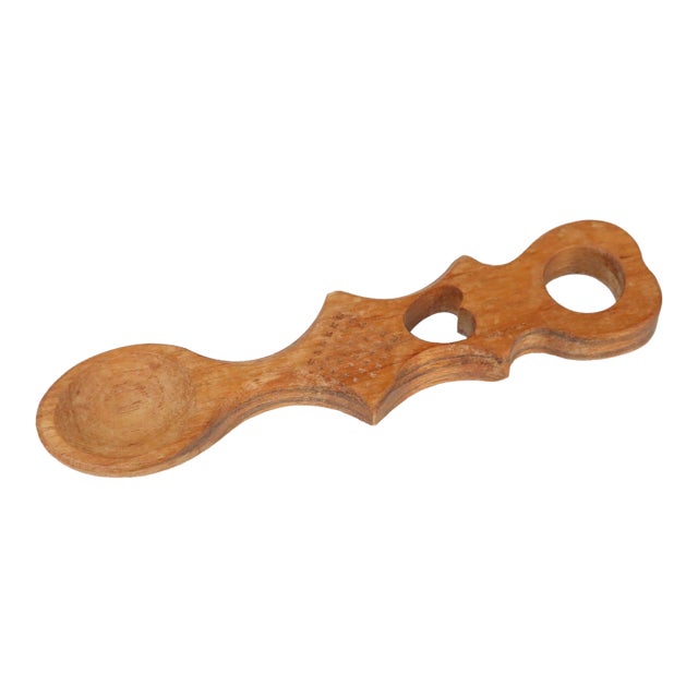 Vintage Rustic Welsh Hand-Carved Wooden Love Spoon For Sale