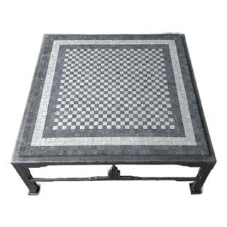 Art Deco Style Coffee Table With Checkerboard Mosaic Top For Sale