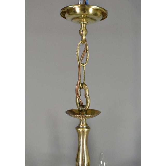 Antique French Louis XVI Style Six Light Bronze Chandelier, 1920s For Sale - Image 14 of 15