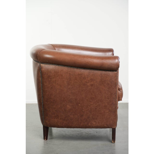 English-Style Club Chair in Cowhide Leather For Sale - Image 3 of 12
