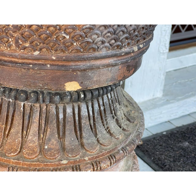 Neoclassical Pair Late 19th Century Monumental Neoclassical Amphora Garden Urns - Set of 2 For Sale - Image 3 of 12
