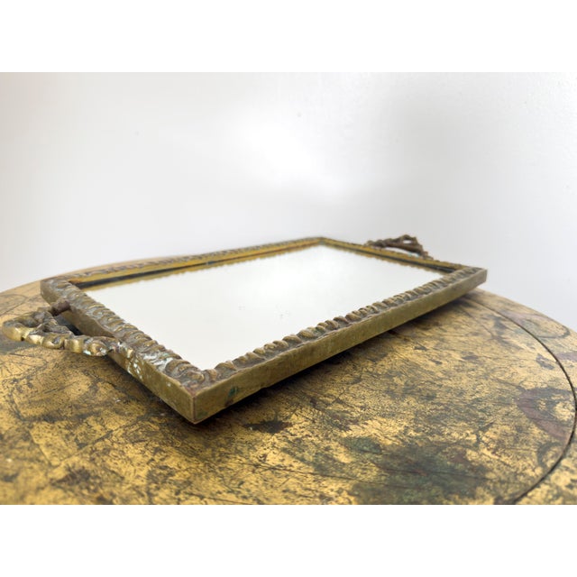 Vintage 1950s Baroque Mirrored Vanity Brass Tray (Denmark) For Sale - Image 10 of 15