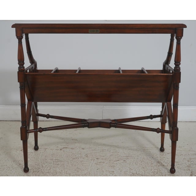 Maitland Smith Mahogany Faux Bamboo Book Trough Magazine Rack For Sale - Image 9 of 15