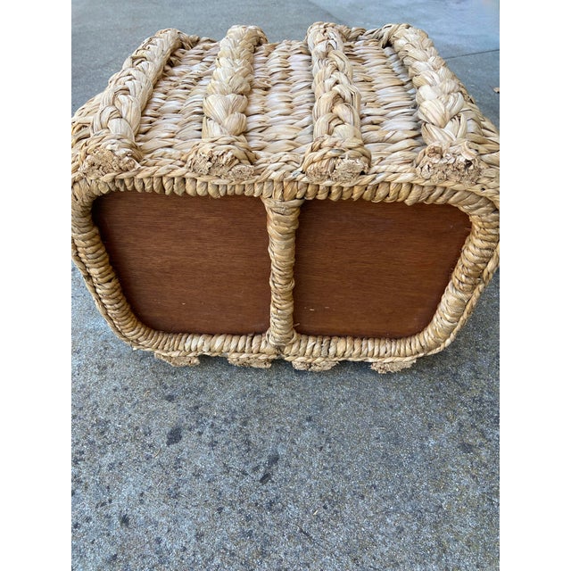 Textile Rectangular Rush Basket For Sale - Image 7 of 11