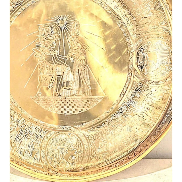 Mid Century Egyptian Decorative Plate Made of Copper For Sale - Image 4 of 5