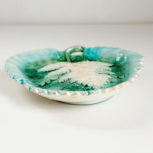 19th Century Majolica Fern Leaf Dish For Sale In Boston - Image 6 of 11