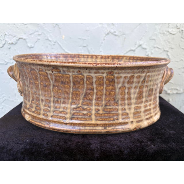 Brutalist Signed Mid-Century Brutalist Studio Pottery Cachepot / Centerpiece Bowl For Sale - Image 3 of 9