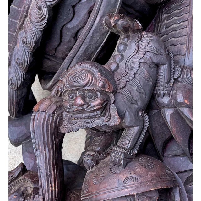Wood 19th-C. Monumental Chinese Carved Food Dog Corbels / Architectural Fragments, S/2 For Sale - Image 7 of 13