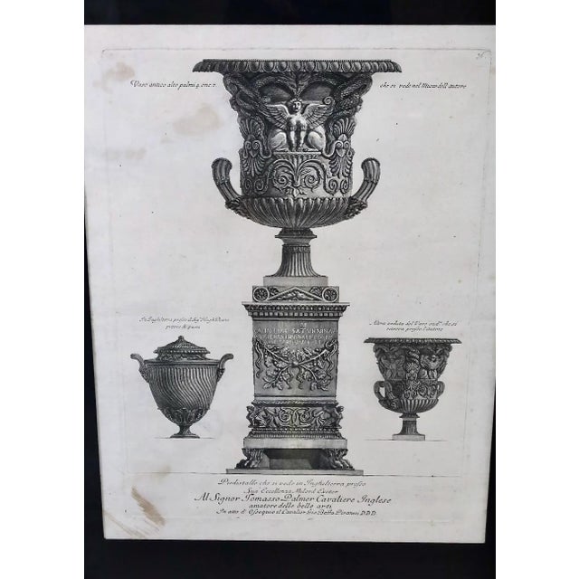Neoclassical Pair 18th Century Giovanni Battista Piranesi Engravings of Urns For Sale - Image 3 of 5