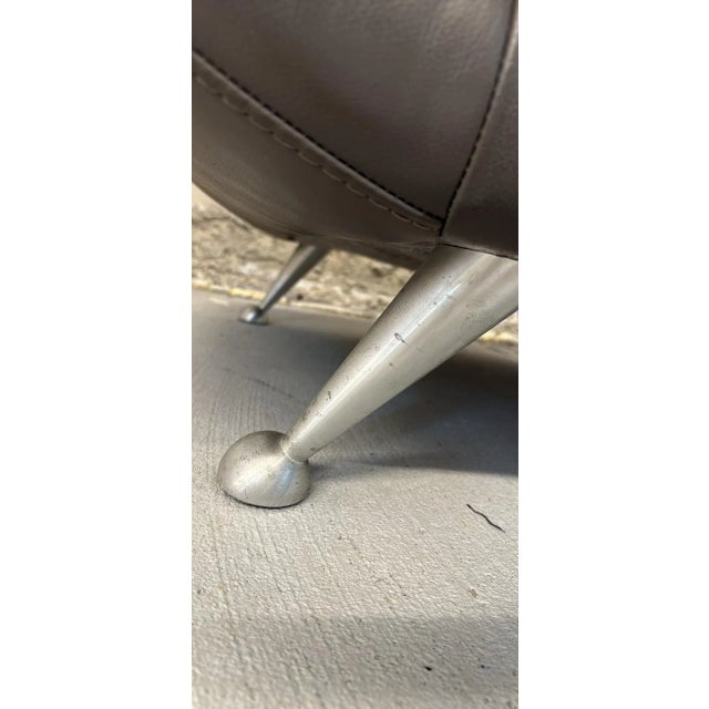 Light Gray Nicoletti Salotti Italian Leather Lounge Chair For Sale - Image 8 of 9