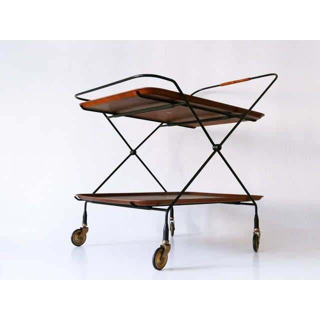1960s Mid-Century Folding Bar Cart by Paul Nagel for Jie Gantofta, Sweden, 1960s For Sale - Image 5 of 18