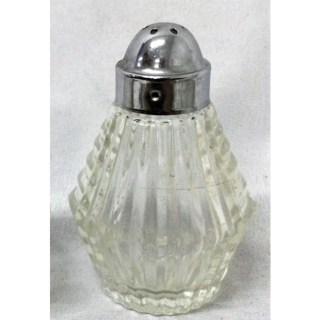 Vintage Mid Century Modern Glass Salt and Pepper Shakers For Sale - Image 4 of 7