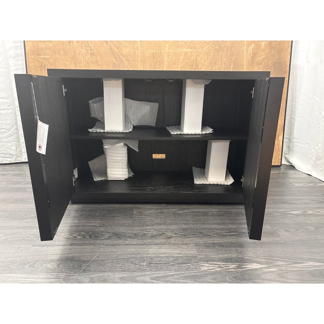 Wood Rh Restoration Hardware Bezier Sideboard – 48" 2-Door Black Oak / Bronze | American White Oak | Designed by the Van Thiels For Sale - Image 7 of 18