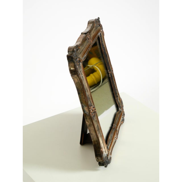 1930s Wooden Table Mirror with Silver-Plated Frame, 1930s For Sale - Image 5 of 18