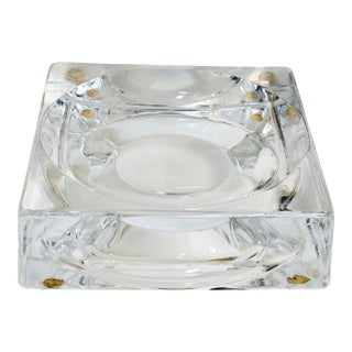 Vintage Modern Square Glass Ashtray or Catchall Dish For Sale