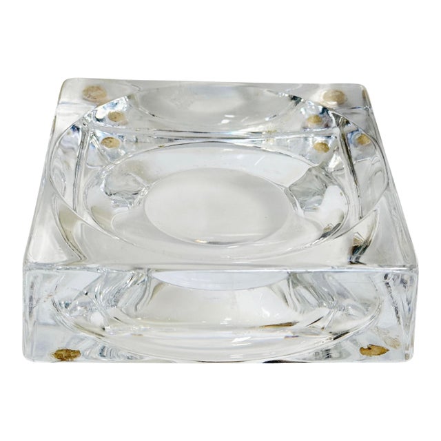 Vintage Modern Square Glass Ashtray or Catchall Dish For Sale