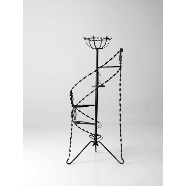 Mid-Century Wrought Iron Tiered Plant Stand For Sale - Image 11 of 16
