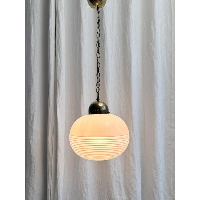 Mid-Century Pink Swirl Murano Glass and Brass Pendant, Italy, 1970s For Sale - Image 17 of 17