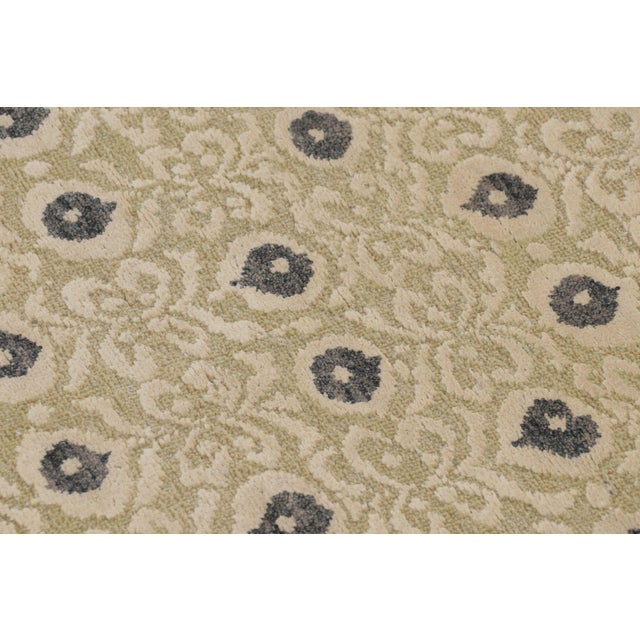 Rug & Kilim’s Block Print Rug With Floral Lattice in Beige-Brown & Charcoal For Sale In New York - Image 6 of 10
