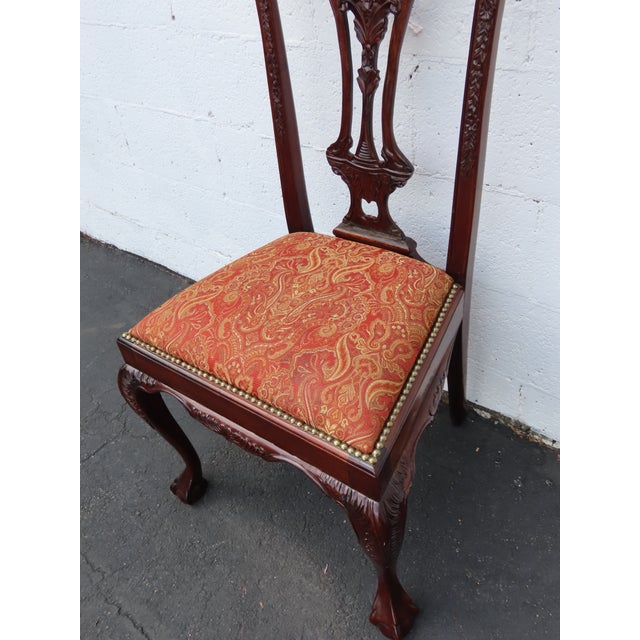 Late 20th Century Chippendale Carved Ball and Claw Feet Dining Chairs Set of Two 6632 For Sale - Image 5 of 13