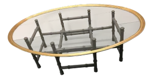 Vintage Faux Bamboo & Brass Tray Top Coffee Table