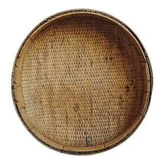 Vintage Jumbo Bamboo Grain Basket For Sale