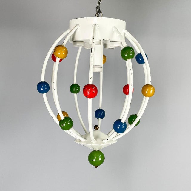 Mid-Century Italian Chandelier with Colored Spheres, 1940s For Sale - Image 3 of 17