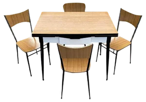 Italian Dining Table & 4 Chairs from Salvarani Depositato, 1950s, Set of 5