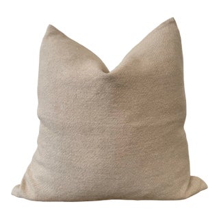 Shetland Warm Nude Tone Wool Pillow With Down Feather Insert For Sale