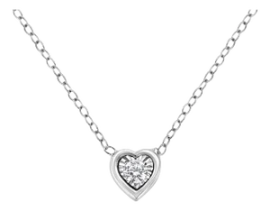 10K White Gold 1/10 Cttw Miracle Set Round-Cut Diamond Heart Shape 18" Pendant Necklace (H-I Color, SI2-I1 Clarity)