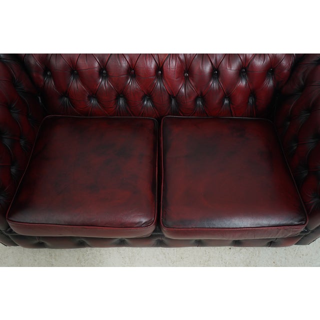 Chesterfield Tufted Leather English Loveseat For Sale - Image 14 of 18