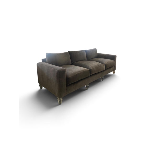 Hollywood Regency Charles Hollis Jones Lucite and Mohair Sofa For Sale - Image 3 of 13