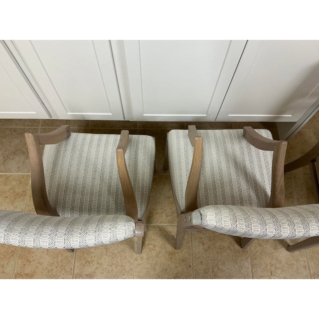 Taupe 1940s Custom Refinished Cerused Solid Oak Mid-Century Transitional Dining Chairs - Set of 6 For Sale - Image 8 of 13