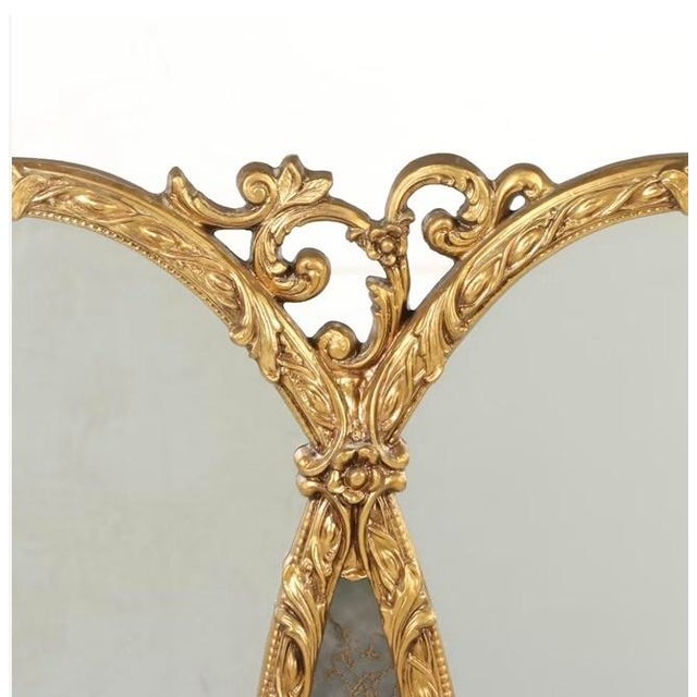 1980s Hollywood Regency Style Giltwood Wall Mirror, 1981 For Sale - Image 5 of 7