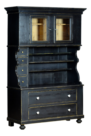 Antique Black Pine Cupboard, 1900